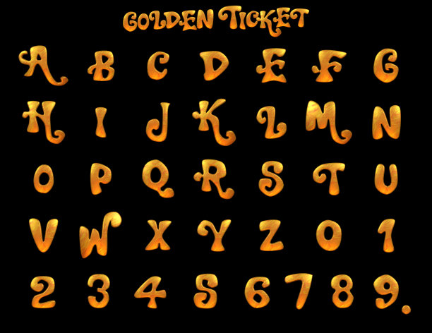 金票字母表3D渲染图片下载