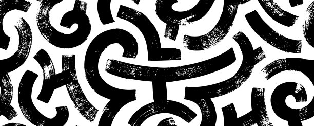 笔刷绘制曲线线条无缝图案。图片下载