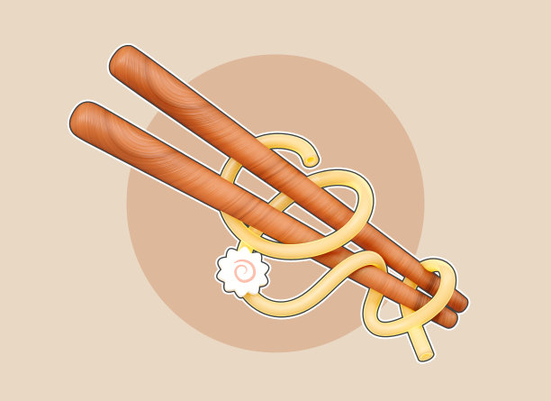 3D Noodle with wood chopsticks. Asian cuisine. Japanese and Chinese fast food. Poster or banner for restaurant. Cartoon creative design illustration isolated on background. 3D Rendering图片下载