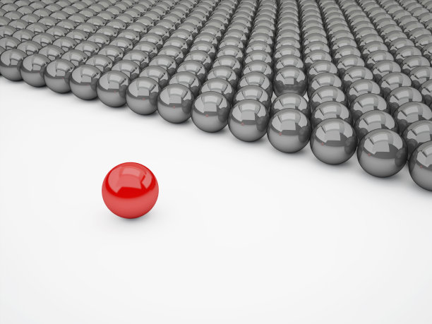 领导概念用红球和许多铬球。三维演示图片下载