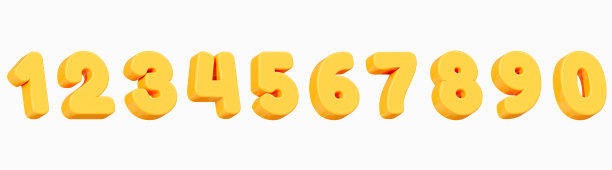 3D从0到9的黄色数字。为海报和横幅设置卷数。金色文字为聚会，生日和促销。卡通创意设计图标孤立的白色背景。三维渲染图片下载