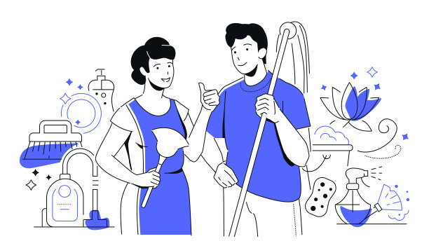 家务杂务-现代彩色线条设计风格插图图片下载