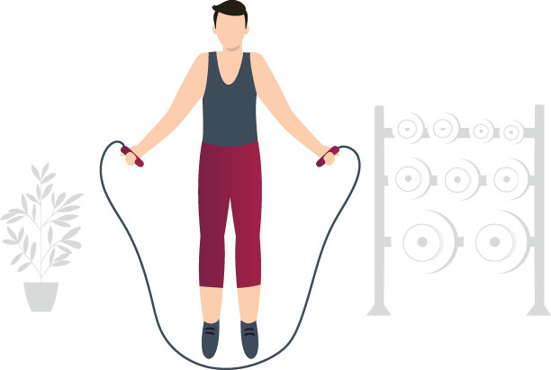 正在跳绳的男孩。图片下载