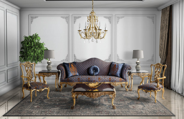 经典的客厅。古典家具图片下载