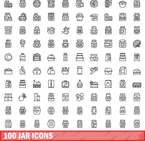 100个罐子图标集（轮廓风格）图片下载