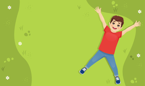 躺在草地上的男孩图片下载