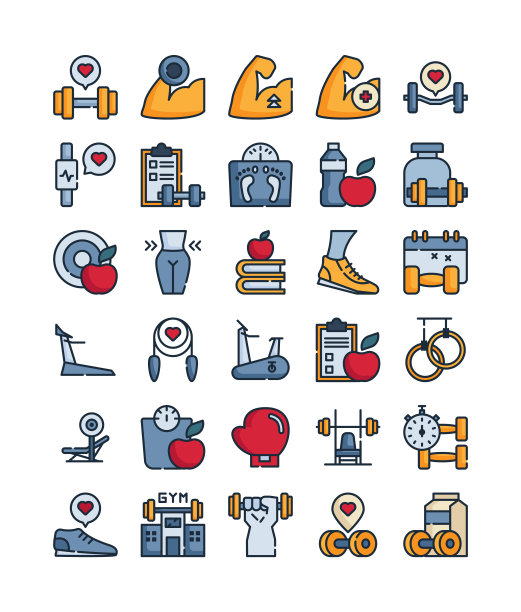 健身运动填充大纲网页图标包图片下载