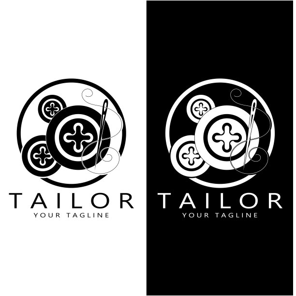 裁缝标志图标插画模板结合了衣服纽扣，线和缝纫机，用于服装产品设计，对流公司，时尚的矢量形式图片下载