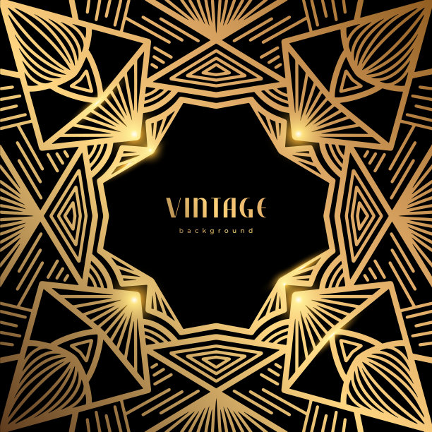 豪华几何线性模板。装饰艺术风格的金色背景图片下载
