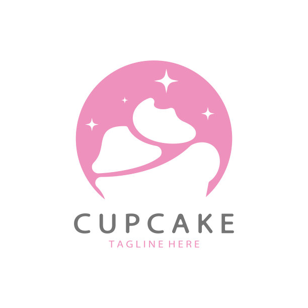 纸杯蛋糕标志设计矢量插图模板。纸杯蛋糕面包店的图标。蛋糕店，蛋糕店，矢量图片下载