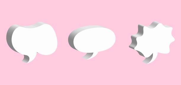 3d语音气泡，社交媒体聊天消息图标。各种形状的空文字气泡，评论，对话气球集图片下载