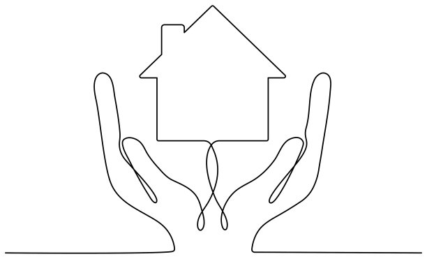 手握房子连续一行。图片下载