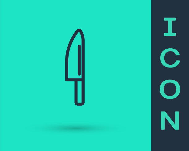 黑色线刀图标孤立的绿色背景。餐具的象征。向量图片下载