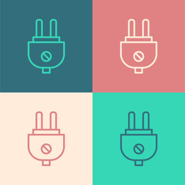 白色电源插头图标孤立在黑色背景。通电和断电的概念。向量图片下载