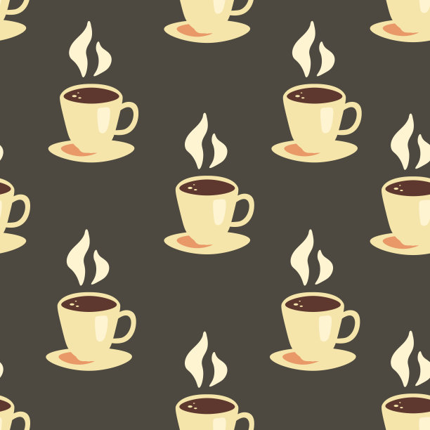 咖啡无缝花纹复古风格图片下载