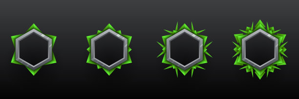 抽象的金属和绿色的头像横幅边框框架的游戏gui设计图片下载