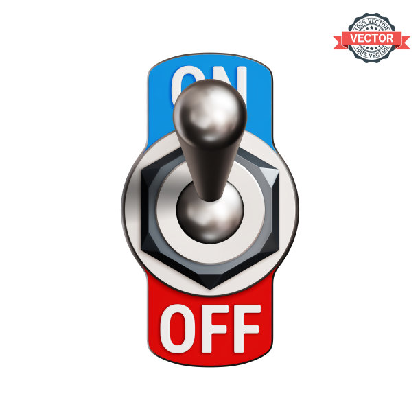 拨动开关打开。现实的3D矢量插图孤立在白色背景图片下载