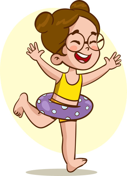 快乐可爱的孩子与游泳环矢量图片下载