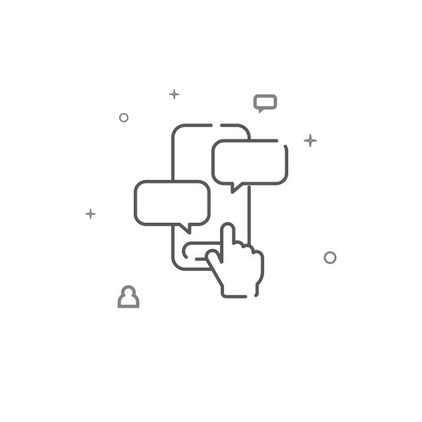 智能手机聊天和手简单的矢量线图标。符号，象形文字，白色背景上孤立的符号。可编辑的中风图片下载