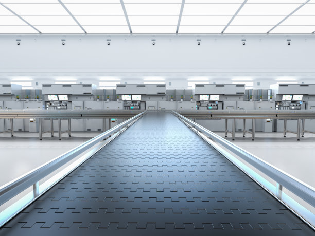 工厂内部配有空输送线和电机图片下载