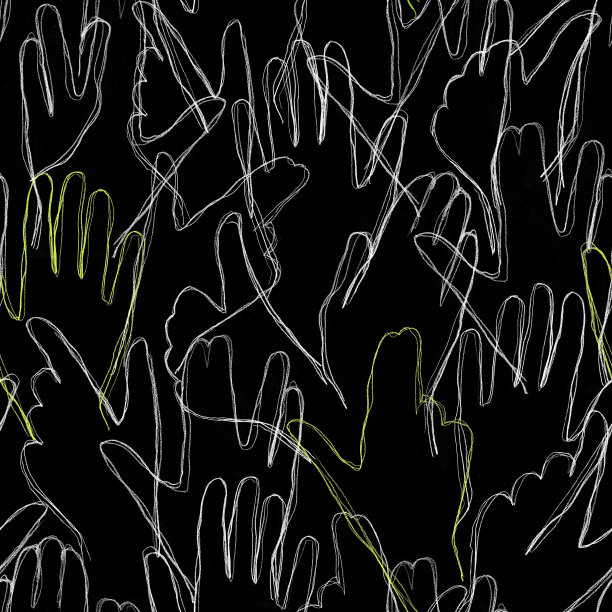 无缝图案与人的手掌轮廓图片下载