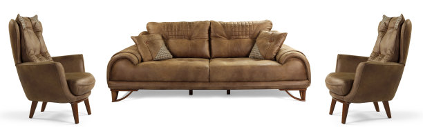 一套沙发和扶手椅，现代家具图片下载