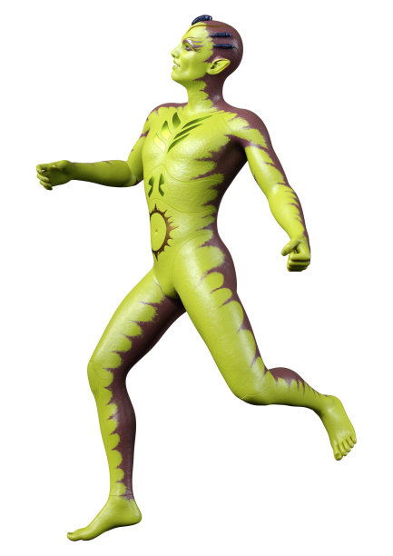 白色上的绿色外星人的3D渲染图片下载