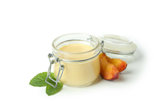 以桃红酸奶为背景的健康食品概念图片下载