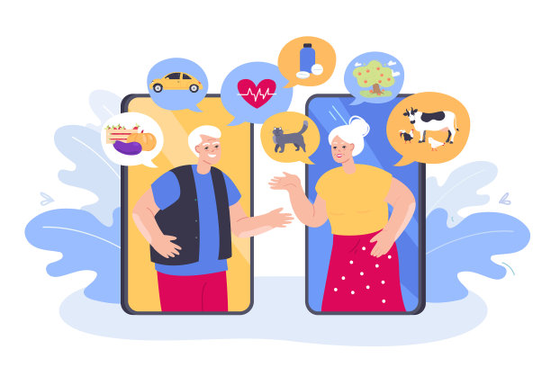 老夫妇用智能手机视频通话图片下载