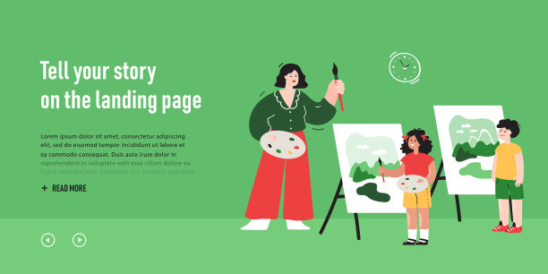 一群孩子和老师一起画风景画图片下载