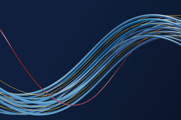 三维抽象融合线上升在蓝色背景图片下载