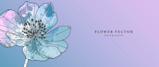 精致的绿松石花卉背景与郁郁葱葱的水彩花。背景文字，照片，明信片，名片和演示文稿图片下载