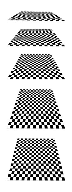 一组格子平面在透视孤立的白色背景。平铺地板的视角。倾斜的棋盘纹理。斜板与黑白方块图案图片下载