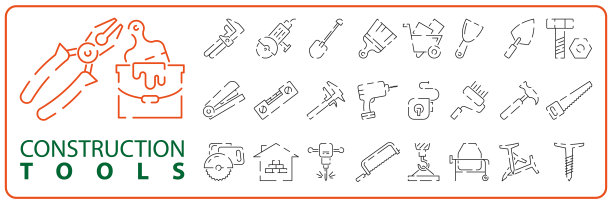 施工工具线矢量图标建设网站图片下载