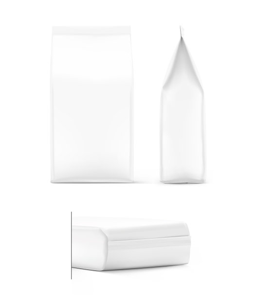 超逼真的垂直袋模型。三面视图。矢量插图隔离在白色背景上。图片下载