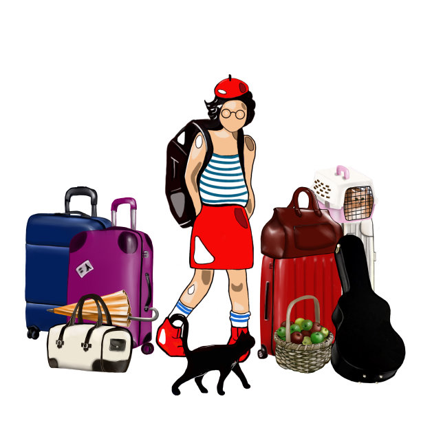 女孩，一群人，行人，乘客在白色背景上图片下载