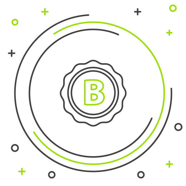 黑色和绿色线条瓶盖与铭文啤酒图标隔离在白色背景上。色彩缤纷的轮廓概念。矢量图图片下载