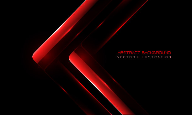抽象双红色箭头草光泽方向几何黑色设计现代豪华未来科技创意背景矢量插图。图片下载