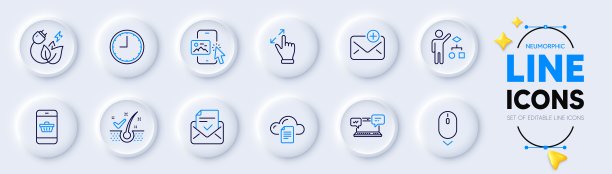 触摸屏手势，绿色能源和去屑片线图标的web应用程序。象形图标。向量图片下载