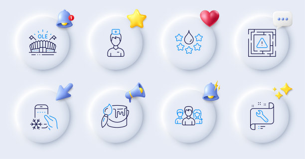 医生，扳手和团队合作线图标。对于web应用程序，打印。向量图片下载