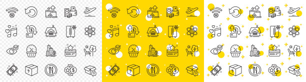 改变钱，食物和支付线图标。用于web应用程序。矢量图片下载