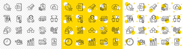 概述Kpi，人说话和电话照片线图标。用于web应用程序。矢量图片下载