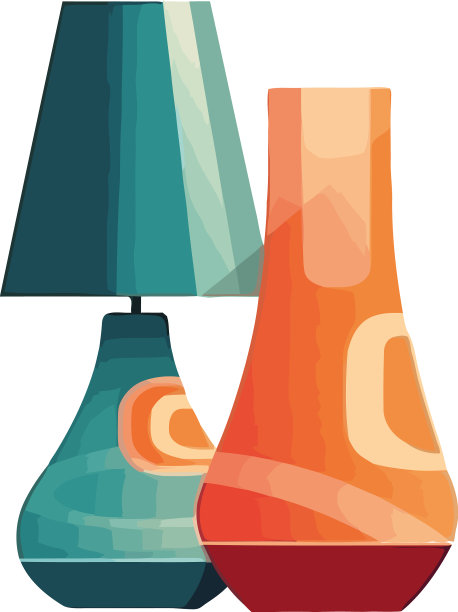 现代灯和花瓶收藏优雅的装饰图片下载