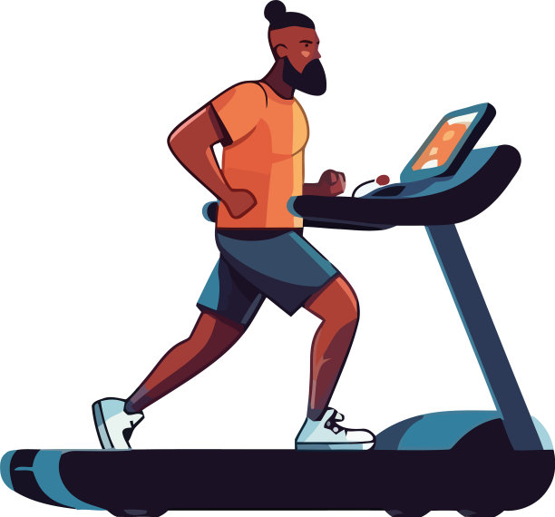 男子在跑步机上跑步图片下载