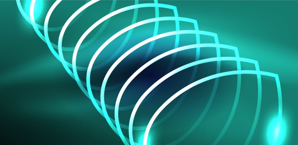 霓虹激光线，圆，波抽象图片下载