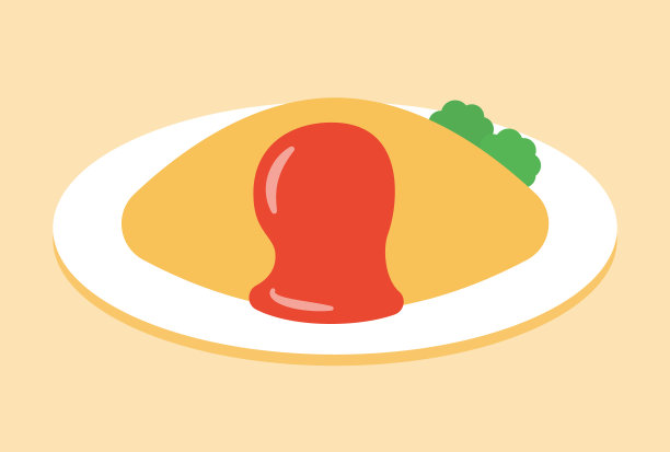 矢量插图大米煎蛋卷在一个盘子上的横幅，卡片，传单，社交媒体壁纸等。图片下载