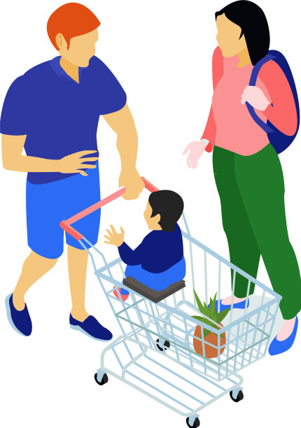超市里的等距家庭图片下载