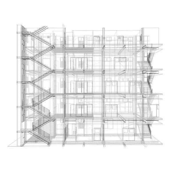 建筑剖面图的三维插图图片下载