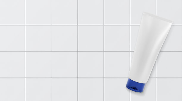 前视图。塑料化妆管面霜或凝胶模型瓷砖背景1图片下载