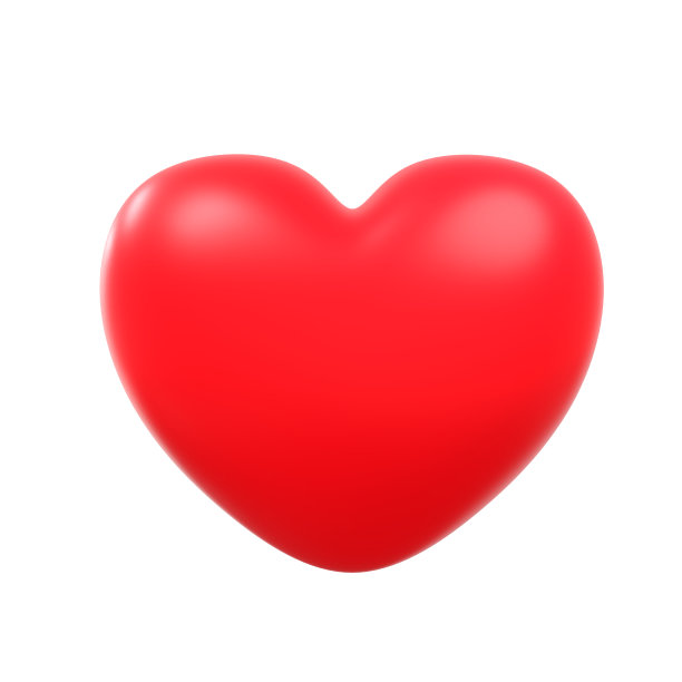 红色卡通心脏3d元素图标孤立的白色背景。红色卡通心三维元素图标隔离。情人节红色卡通心三维元素图标孤立渲染插图图片下载